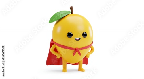 Cartoon mango superhero illustration