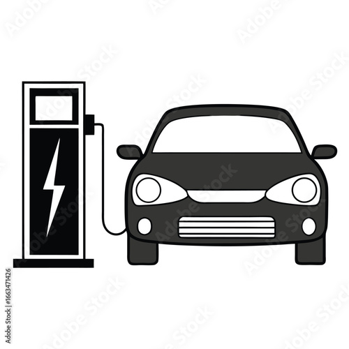 Electric vehicle charging station illustration showcasing sustainable transportation and eco friendly technology concept