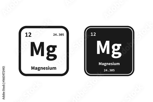 Magnesium, Mg, chemical periodic element icon. The chemical element of the periodic table. Sign with atomic number.