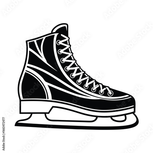 Elegant Black and White Figure Skate Illustration for Winter Sports Enthusiasts and Ice Skating