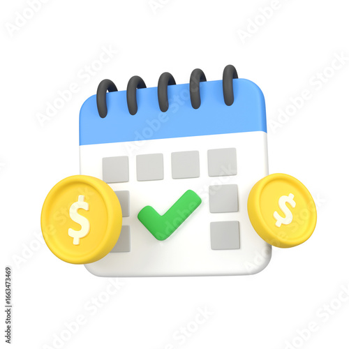 Payment schedule isolated 3d render icon illustration