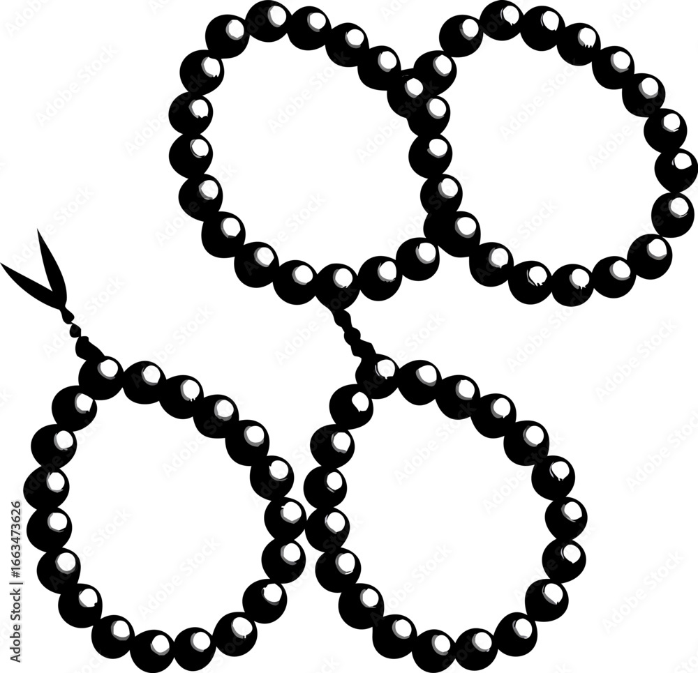 Fototapeta premium Elegant Black Pearl Bracelet Design Intertwined Circles of Luxury