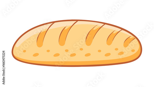 Cartoon loaf of bread, a staple food made from flour, water, and yeast, baked in an oven, and often sliced for sandwiches