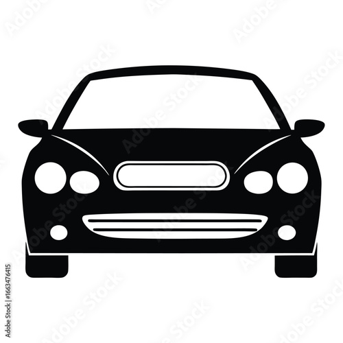 Front view of a stylish black car simple vector illustration for automotive concepts or design needs