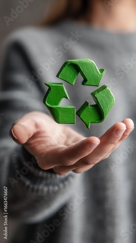 Eco Friendly Recycling Icon in Human Hand