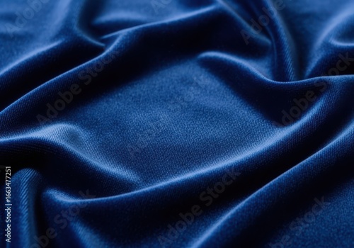 Deep Blue Velvet Fabric Texture with Soft Folds