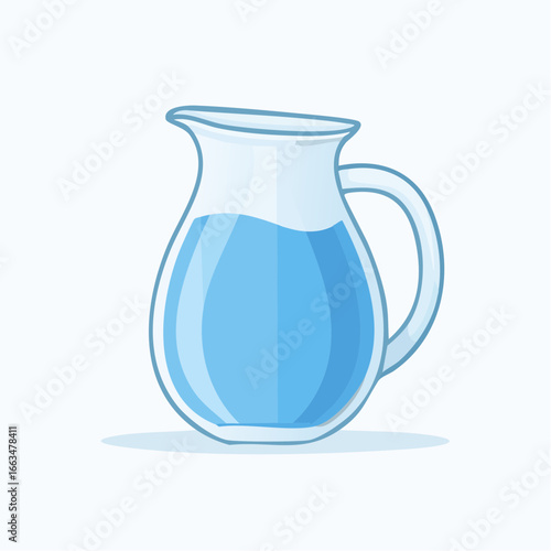 Cartoon Style Glass Pitcher With Blue Water