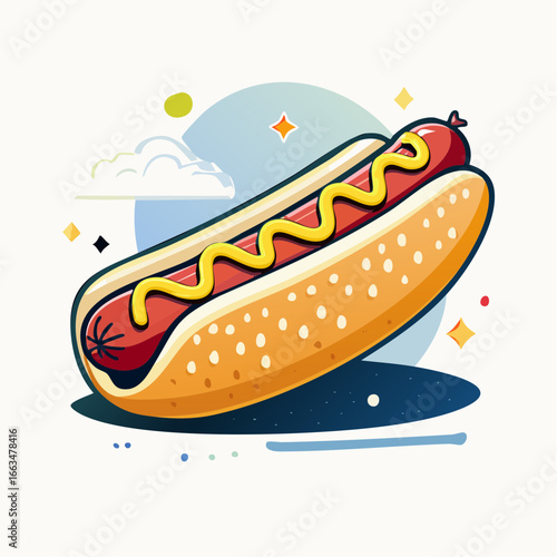 Colorful Cartoon Hot Dog Illustration