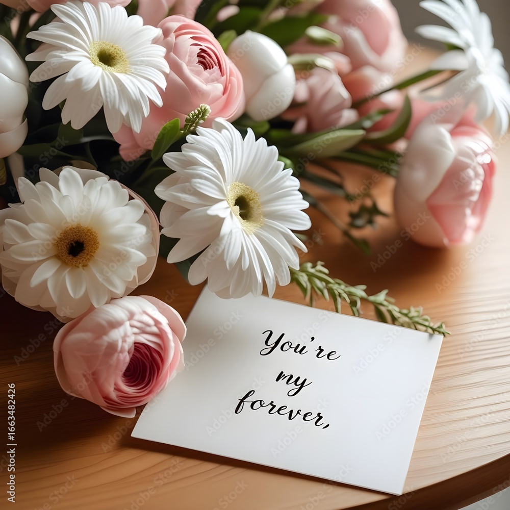 Fototapeta premium anniversary card with flowers