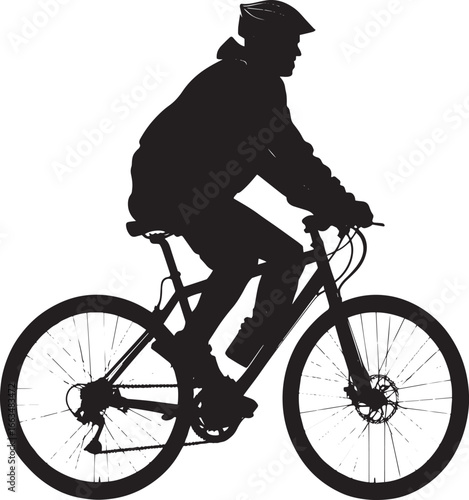 Cycling Silhouette A man riding a bicycle, leaning forward slightly. full length silhouette black vector illustration