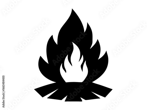 campfire flame black silhouette vector,campfire flame  icon