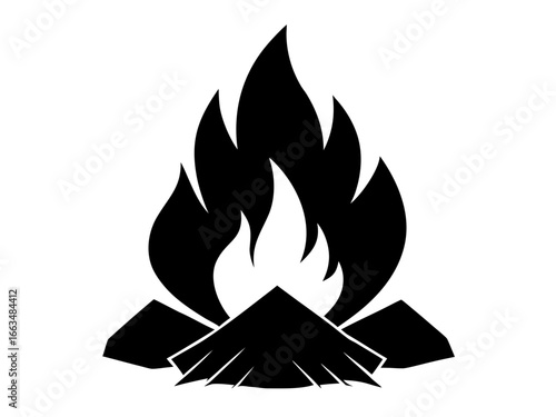 campfire flame black silhouette vector,campfire flame  icon