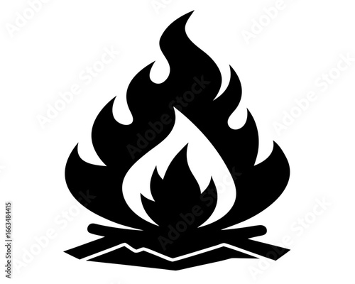 campfire flame black silhouette vector,campfire flame  icon