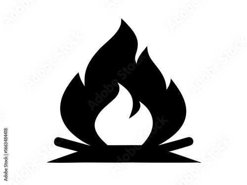 campfire flame black silhouette vector,campfire flame  icon