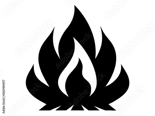 campfire flame black silhouette vector,campfire flame  icon
