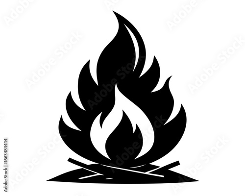 campfire flame black silhouette vector,campfire flame  icon