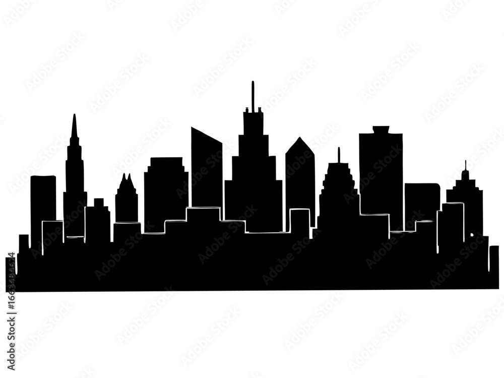 Naklejka premium Cityscapes and Skylines black silhouette vector illustration