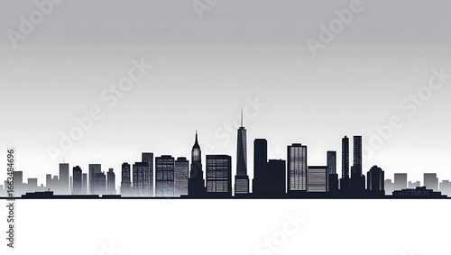 Modern City Skyline Silhouette Graphic