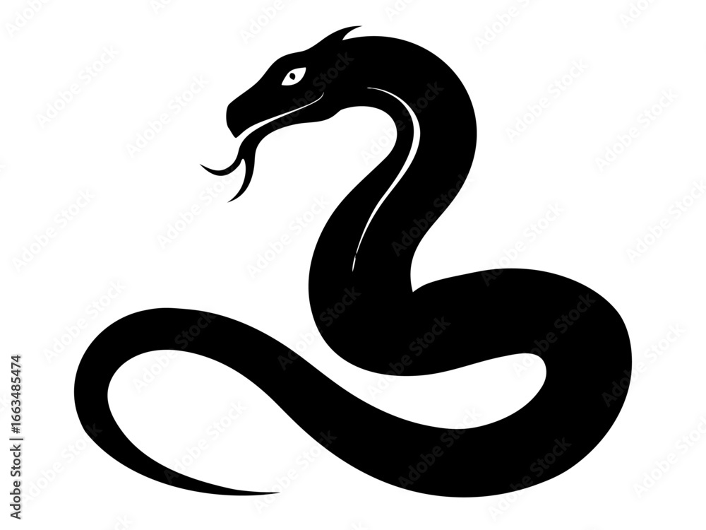 Fototapeta premium Snake silhouette vector illustration,Black Snake icon