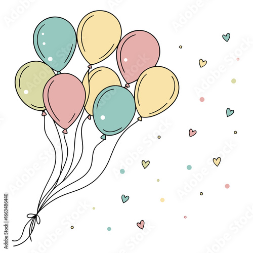 Balloons Vector Illustration | Generative AI and Linocut Silhouette Design