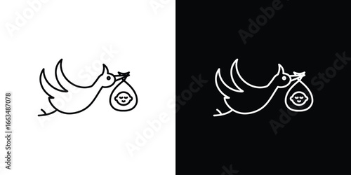 Stork with baby icon