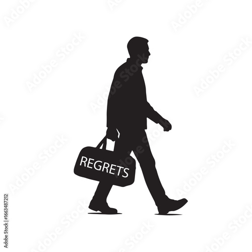 man carrying regrets in a bag