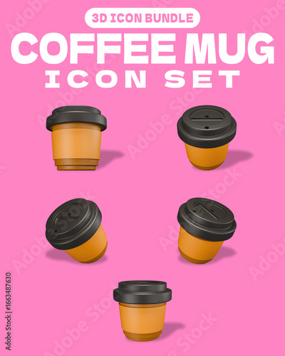 3D Coffee Mug with Black Lid