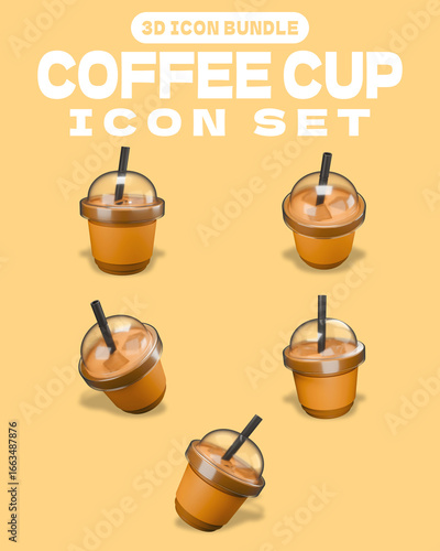 3D Iced Coffee Cup with Dome Lid