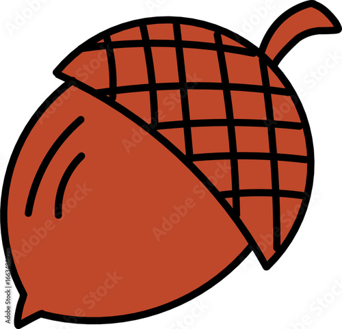 Illustration Vector of a Stylized Acorn with Checkered Pattern in Cartoon Style