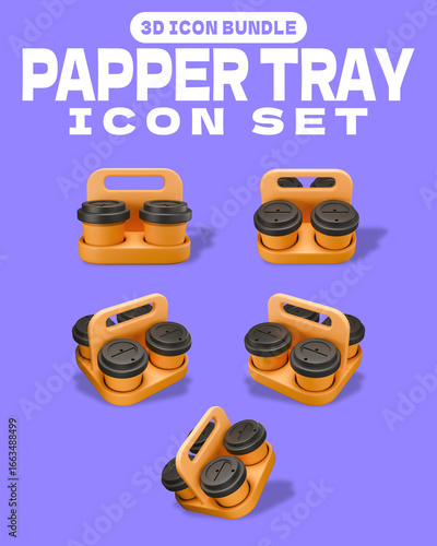3D Paper Tray with Coffee Cups