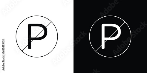 No parking sign pack. vector glyph flat icons