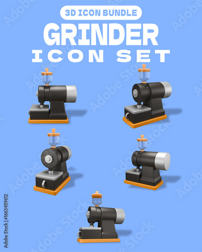 3D Grinder Icon for Coffee and Industry