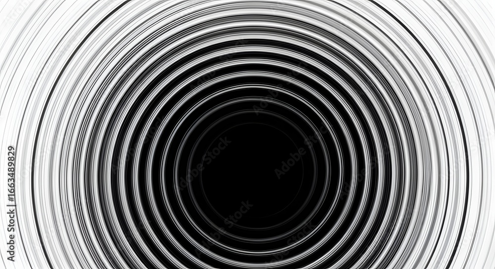 Obraz premium Monochrome Abstract Concentric Circles Creating a Vortex Effect - A Visual Exploration of Depth and Symmetry