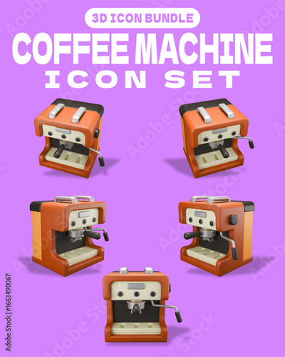 3D Isometric Coffee Machine Icon Design