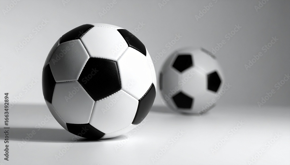 Naklejka premium Soccer Balls Classic Black and White Design, Close-up Photography