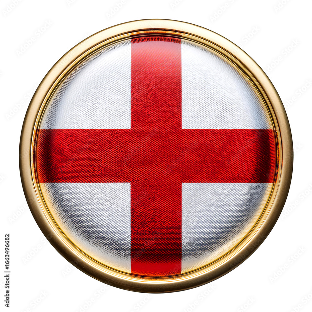 Obraz premium イングランドの国旗のブローチ。白背景。(England flag brooch on white background.) 