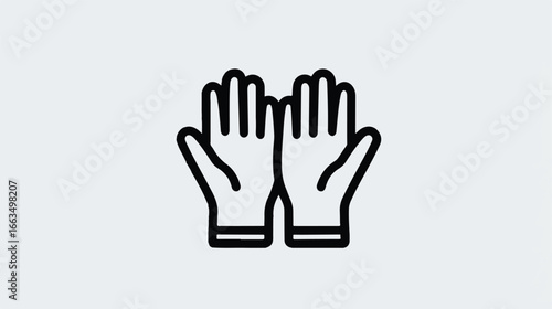 Outline of two hands reaching upward in simple line art style symbolizing hope or prayer on white background graphic resource