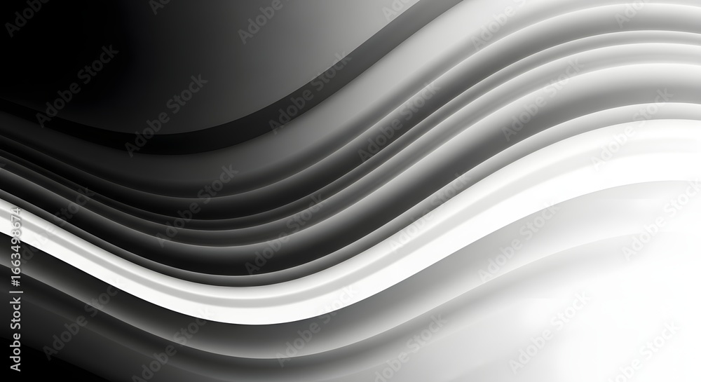 Fototapeta premium Monochrome Abstract Flowing Gradient Waves in Black and White Design