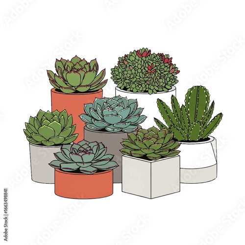 Collection of Potted Succulent Plants.