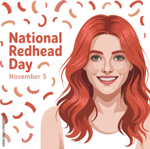 Celebrate National Redhead Day with a Smiling Woman and Confetti