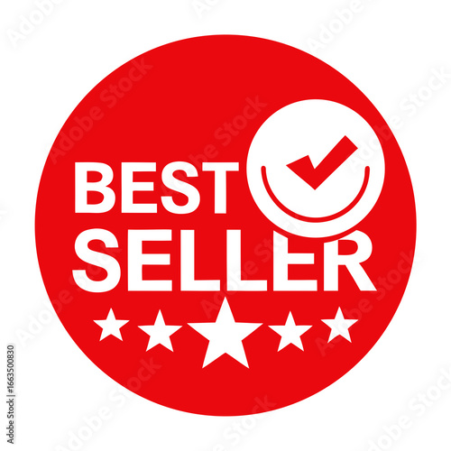 Best seller badge with checkmark and stars