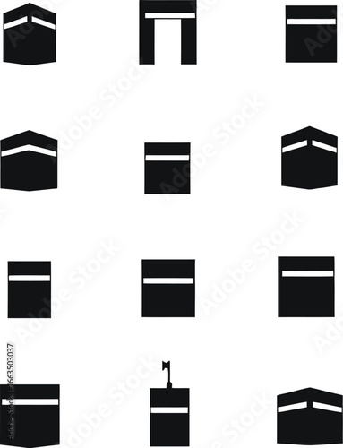 Kaaba mecca islam muslim hajj pilgrimage silhouette icons