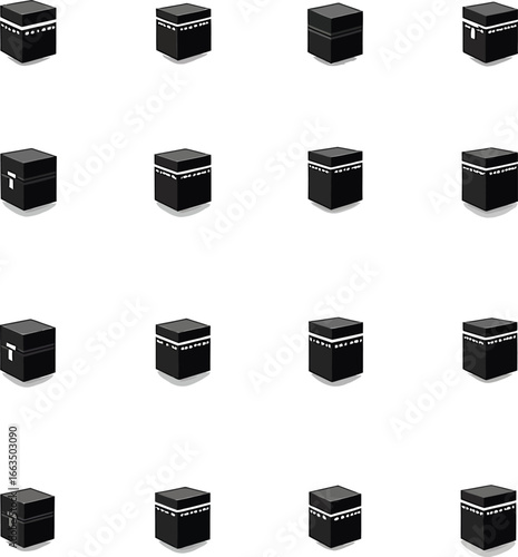 Multiple kaaba silhouettes islamic holy site mecca pattern