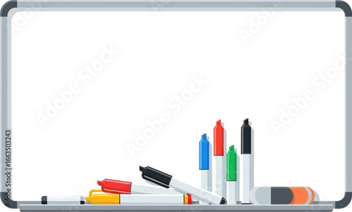 Whiteboard with Markers and Eraser: Colorful Writing Tools