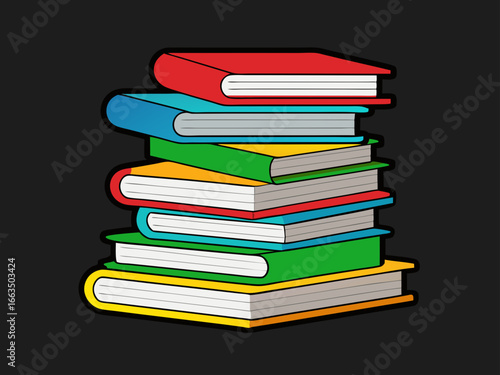 Colorful stack of books illustration