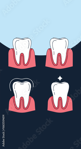 Illustrated guide to gum health and tooth protection steps showing healthy gums