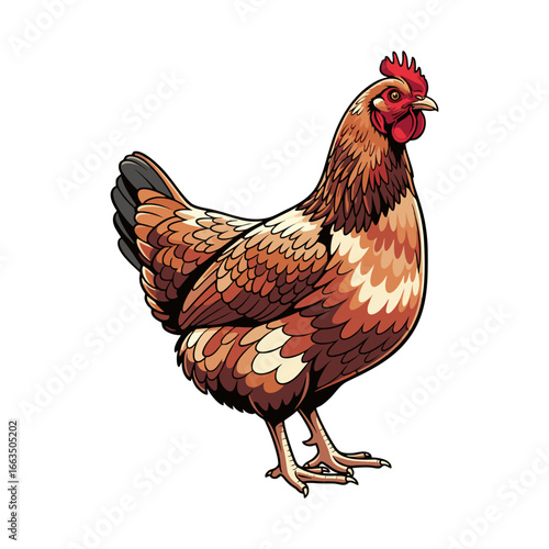 Hen on a white background