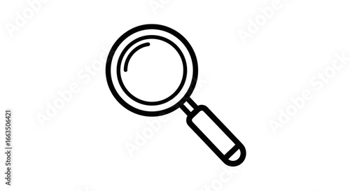 Simple Black Line Art Magnifying Glass Icon