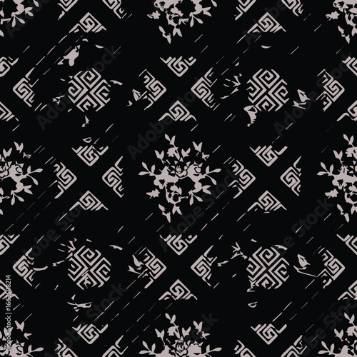 multi colored decorated hand drawn rendered traced embraided ornamental all over base background. repeat pattern geometrical texture border ethnic tribal creative design	