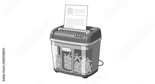 Gray Office Paper Shredder with Shredded Paper Inside